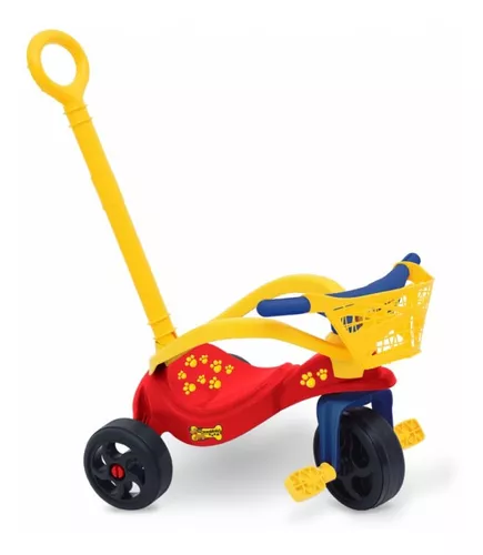 Triciclo Cachorrinho Empurrador Proteção E Cestinha Xalingo